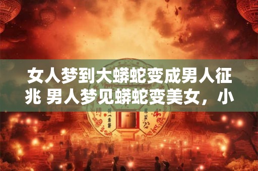 详细阅读:女人梦到大蟒蛇变成男人征兆 男人梦见蟒蛇变美女,小心破财之兆 女人梦到大蟒蛇变成男人征兆 男人梦见蟒蛇变美女,小心破财之兆