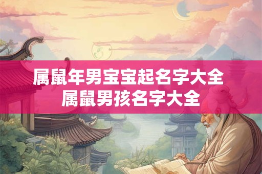 属鼠年男宝宝起名字大全 属鼠男孩名字大全
