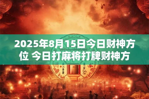 2025年8月15日今日财神方位 今日打麻将打牌财神方位！