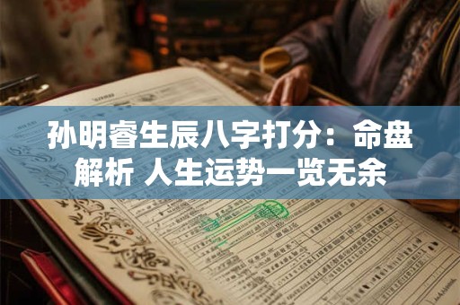 孙明睿生辰八字打分:命盘解析 人生运势一览无余 孙明睿生辰八字打分:命盘解析 人生运势一览无余