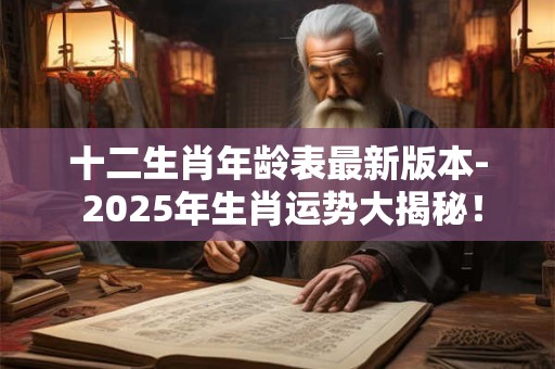 十二生肖年龄表最新版本- 2025年生肖运势大揭秘！