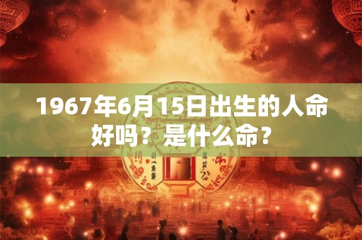 1967年6月15日出生的人命好吗？是什么命？