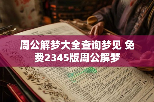 周公解梦大全查询梦见 免费2345版周公解梦