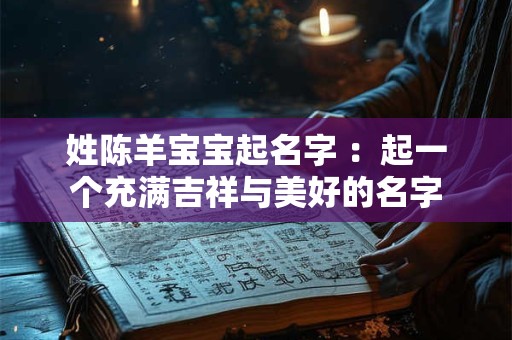 姓陈羊宝宝起名字 ：起一个充满吉祥与美好的名字