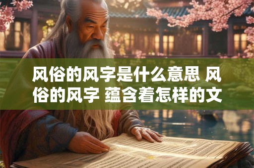 风俗的风字是什么意思 风俗的风字 蕴含着怎样的文化内涵