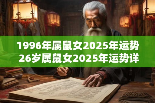 1996年属鼠女2025年运势 26岁属鼠女2025年运势详解