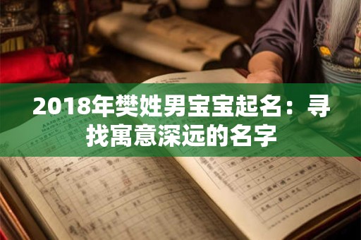 2018年樊姓男宝宝起名：寻找寓意深远的名字