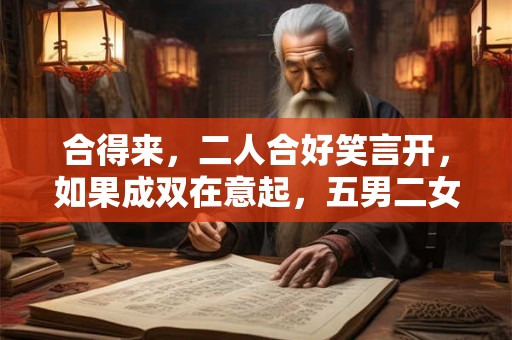 合得来，二人合好笑言开，如果成双在意起，五男二女有续延。