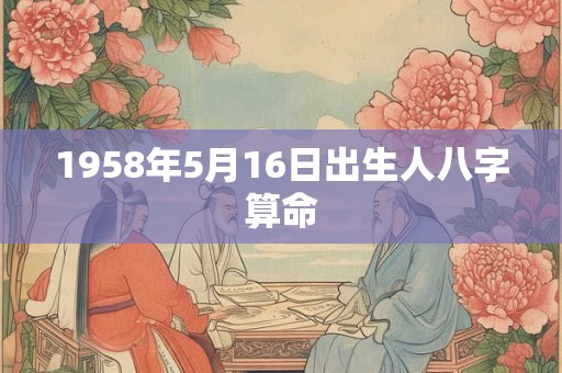 1958年5月16日出生人八字算命