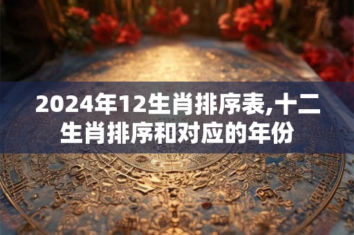 2024年12生肖排序表,十二生肖排序和对应的年份