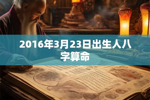 2016年3月23日出生人八字算命