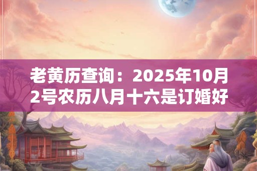 老黄历查询：2025年10月2号农历八月十六是订婚好日子吗