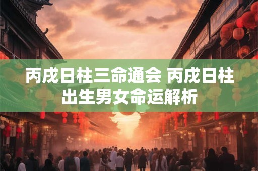 丙戌日柱三命通会 丙戌日柱出生男女命运解析