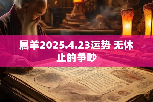 详细阅读:属羊2025.4.23运势 无休止的争吵 属羊2025.4.23运势 无休止的争吵