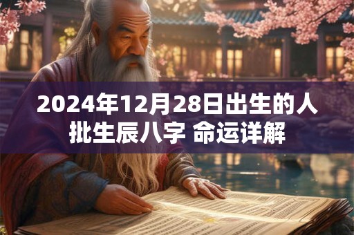2024年12月28日出生的人批生辰八字 命运详解