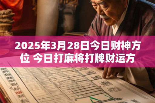 2025年3月28日今日财神方位 今日打麻将打牌财运方位！