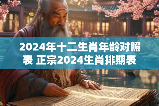 2024年十二生肖年龄对照表 正宗2024生肖排期表
