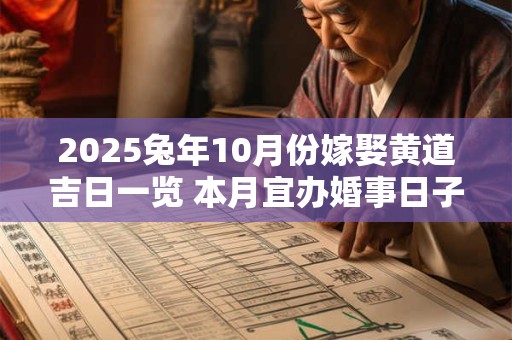 2025兔年10月份嫁娶黄道吉日一览 本月宜办婚事日子