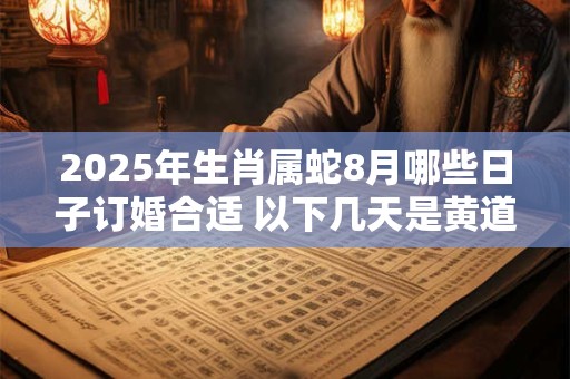2025年生肖属蛇8月哪些日子订婚合适 以下几天是黄道吉日