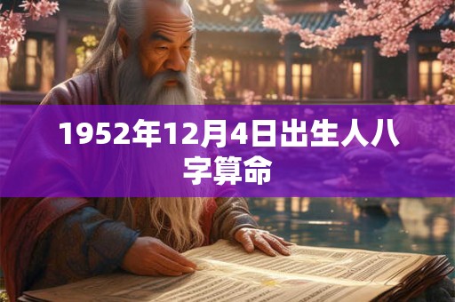 1952年12月4日出生人八字算命