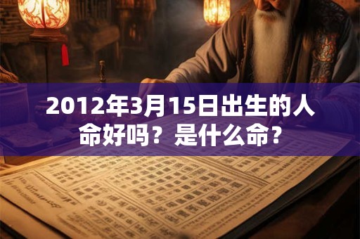 2012年3月15日出生的人命好吗？是什么命？