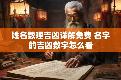 姓名数理吉凶详解免费 名字的吉凶数字怎么看