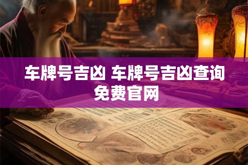 车牌号吉凶 车牌号吉凶查询 免费官网