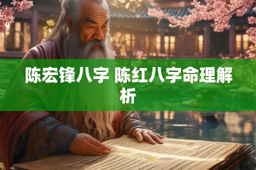 陈宏锋八字 陈红八字命理解析