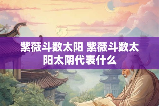紫薇斗数太阳 紫薇斗数太阳太阴代表什么