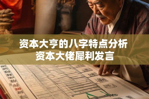 资本大亨的八字特点分析 资本大佬犀利发言