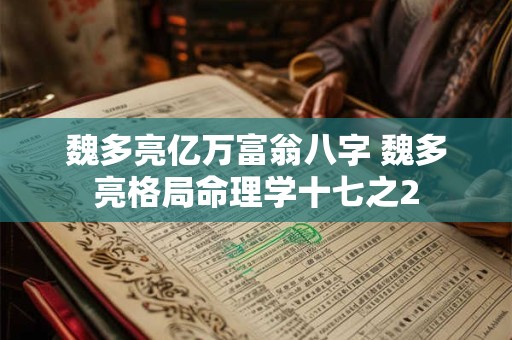 魏多亮亿万富翁八字 魏多亮格局命理学十七之2