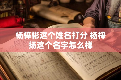 杨梓彬这个姓名打分 杨梓扬这个名字怎么样
