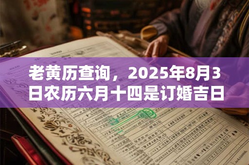 老黄历查询，2025年8月3日农历六月十四是订婚吉日吗