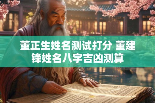 董正生姓名测试打分 董建锋姓名八字吉凶测算