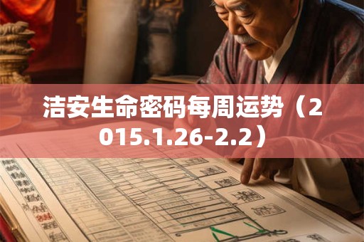 洁安生命密码每周运势（2015.1.26-2.2）
