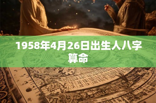 1958年4月26日出生人八字算命
