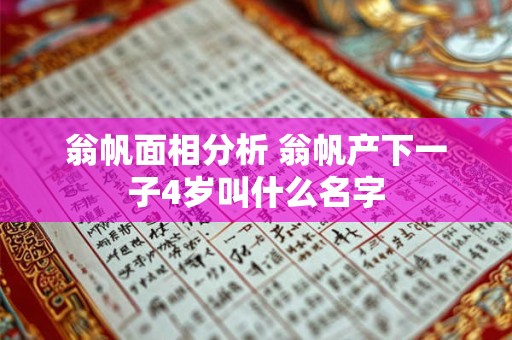 翁帆面相分析 翁帆产下一子4岁叫什么名字