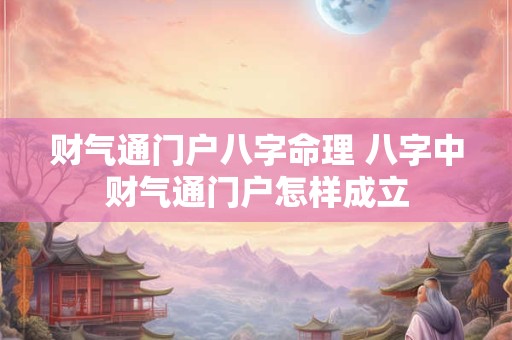 财气通门户八字命理 八字中财气通门户怎样成立