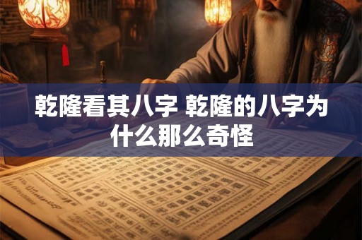 乾隆看其八字 乾隆的八字为什么那么奇怪