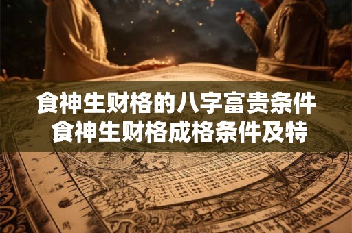 详细阅读:食神生财格的八字富贵条件 食神生财格成格条件及特征 食神生财格的八字富贵条件 食神生财格成格条件及特征