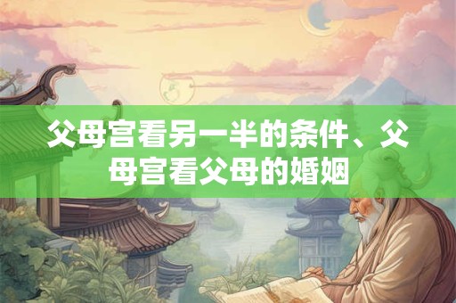 父母宫看另一半的条件、父母宫看父母的婚姻