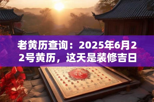 老黄历查询：2025年6月22号黄历，这天是装修吉日吗