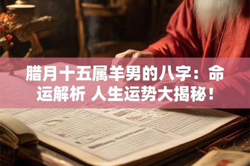 腊月十五属羊男的八字：命运解析 人生运势大揭秘！