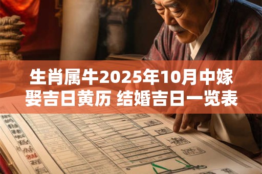 生肖属牛2025年10月中嫁娶吉日黄历 结婚吉日一览表