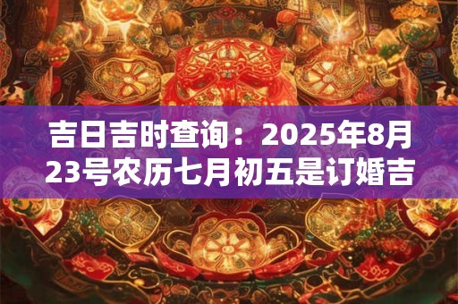 吉日吉时查询：2025年8月23号农历七月初五是订婚吉日吗