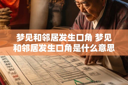 梦见和邻居发生口角 梦见和邻居发生口角是什么意思