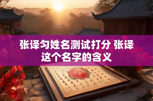 张译匀姓名测试打分 张译这个名字的含义