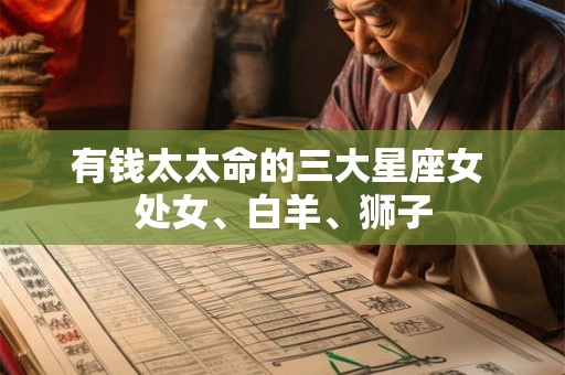 有钱太太命的三大星座女 处女、白羊、狮子