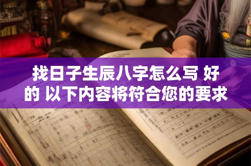 找日子生辰八字怎么写 好的 以下内容将符合您的要求。