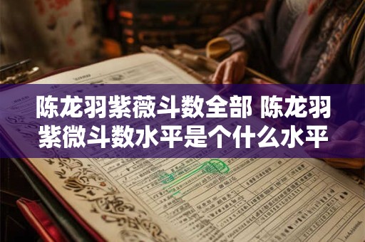 陈龙羽紫薇斗数全部 陈龙羽紫微斗数水平是个什么水平